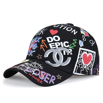 韩版卡通涂鸦夏季街头风鸭舌帽子