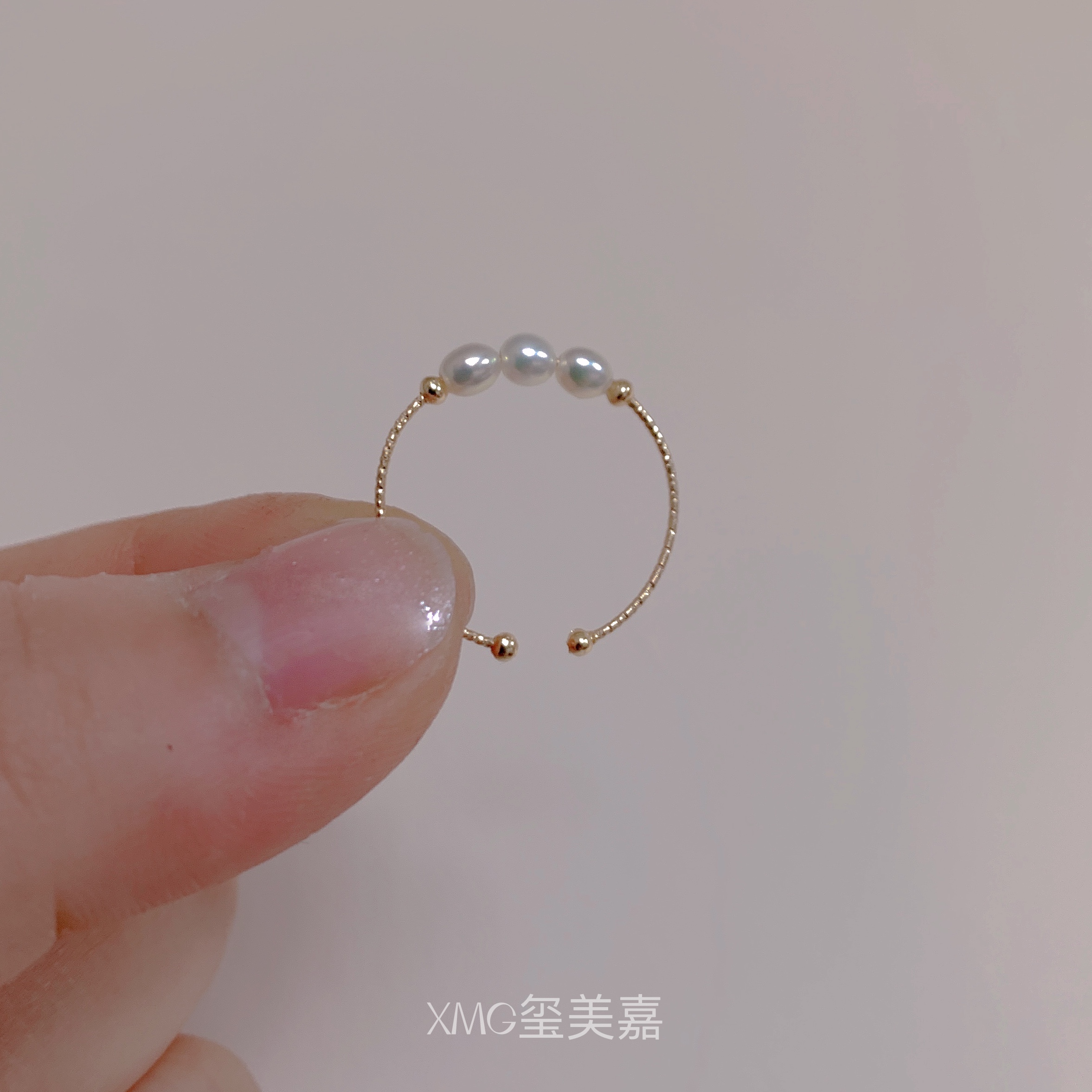 天然珍珠戒指极简高品质特亮开口