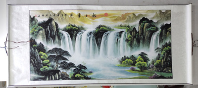 四尺国画卷轴画山水画客厅办公室装饰中式李嘉诚山水画旭日东升H