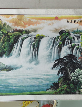 四尺国画卷轴画山水画客厅办公室装饰画招财风水画中式福山秀水H