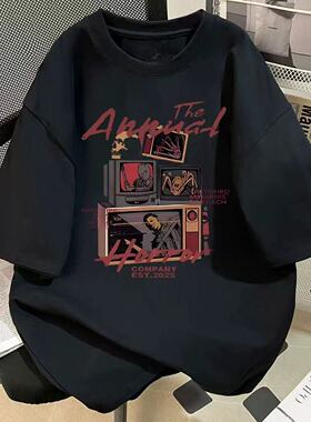 上衣新款大码潮牌男款inst恤夏季半袖短袖T恤青少年宽松学生五分