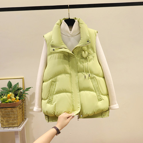 洋气羽绒棉马甲秋冬新款短款坎肩背心宽松加厚立领百搭马夹外套女