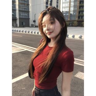 夏季 T恤上衣显瘦女装 新款 短袖 韩系百搭好看基础修身 超手感莫代尔