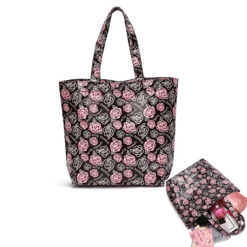 日本新款印花日韩杂志款甜美花朵超厚单肩包拖手拎袋手提袋可批