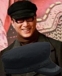 孙红雷同款毛呢船长帽秋冬男帽中年大头围平顶帽休闲时尚加厚保暖