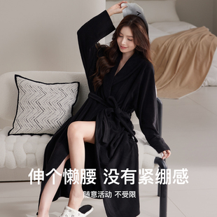 浴袍家居服睡衣可出门春秋 加厚摇粒绒睡衣加长款 新款 睡袍女秋冬季