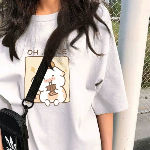 Tide, белая футболка, летняя сексуальная летняя одежда, коллекция 2021, короткий рукав, оверсайз