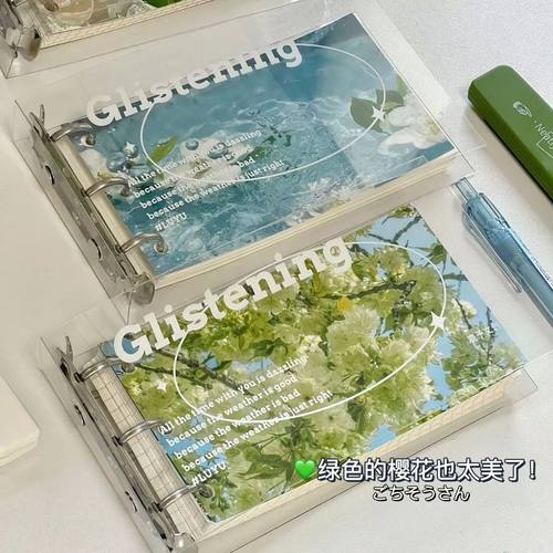 2025新款高颜值女生小学生花卉ins风手帐本3孔活页夹可拆卸高颜值空白本记录网格女