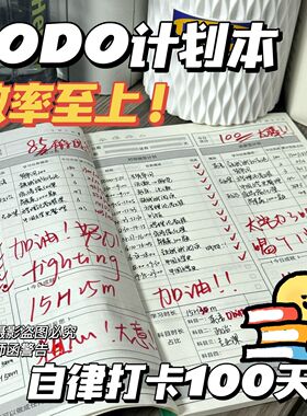 考研效率本高考倒计时100天每日计划本自律打卡日程本随身笔记本记事本大todo本