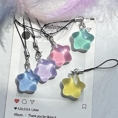 ins可爱果冻细闪胖星星钥匙扣