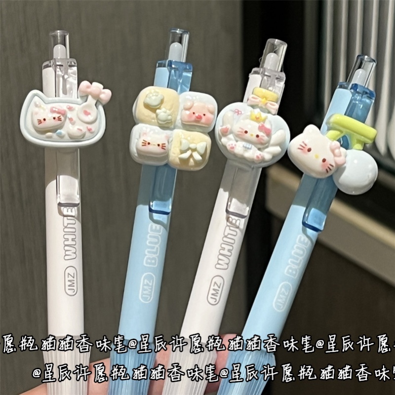 许愿猫按动中性笔高颜值