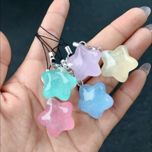 可爱五角星手机挂饰网红爆款细闪胖星星钥匙扣可爱果冻五角包挂件