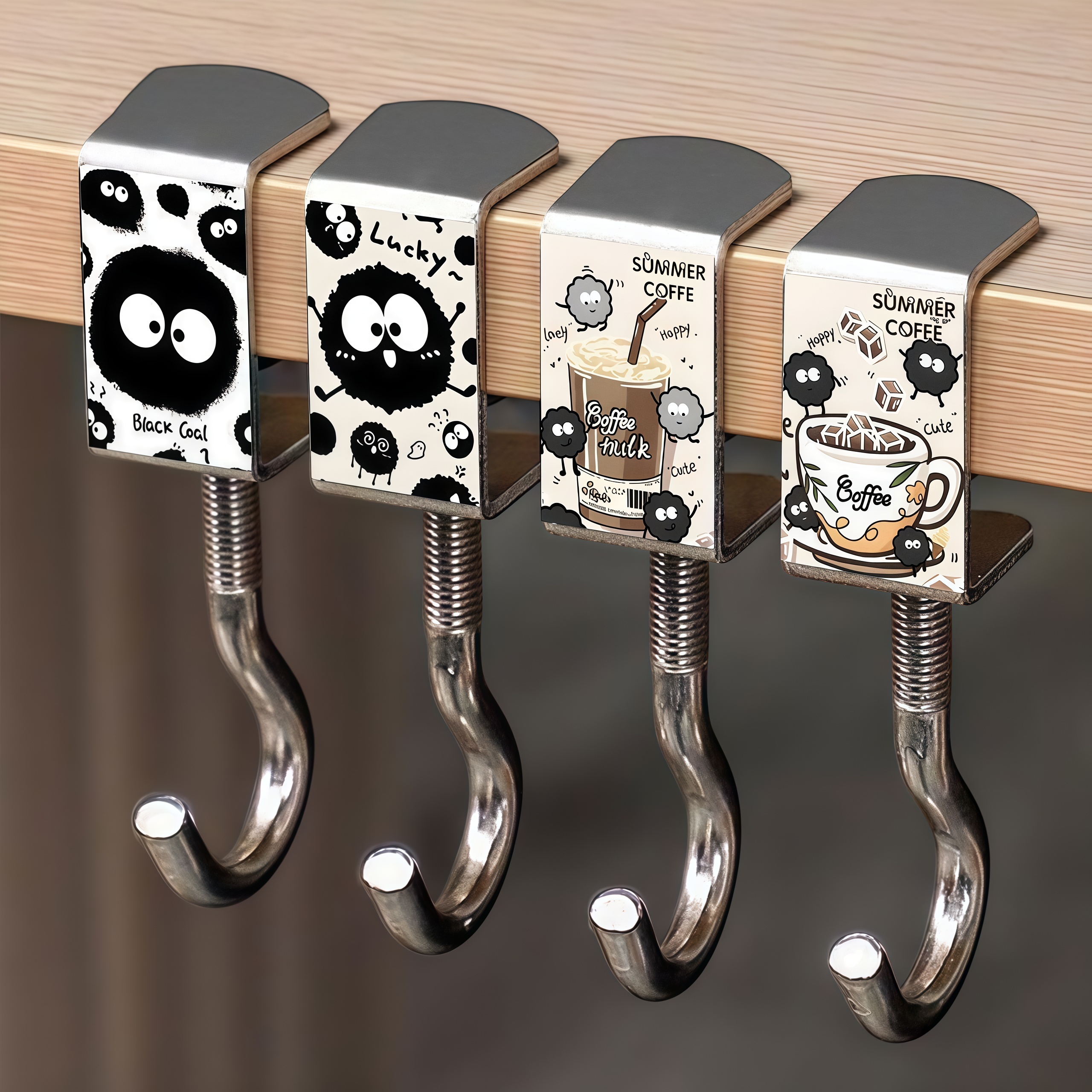 卡通煤球书包挂钩学生桌边