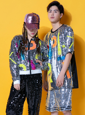 夜店ds演出服嘻哈jazz街舞宽松女爵士现代舞表演服装亮片开衫外套