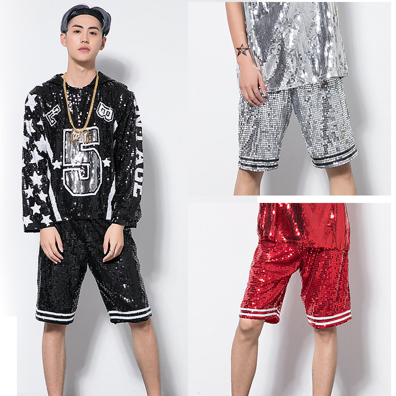 新款DS成人演出服装亮片男式款篮球中裤街舞嘻哈裤男裤舞蹈服短裤,女装/女士精品,民族服装/舞台装,淘宝优惠券,粉丝福利购,淘宝优惠卷
