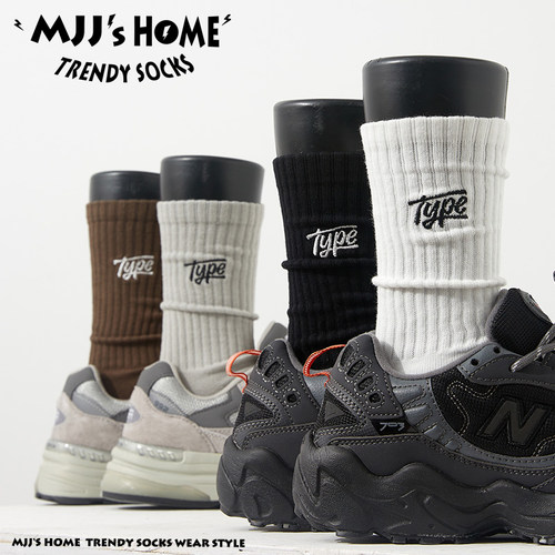 MJJ潮流男女同款纯棉刺绣中筒袜