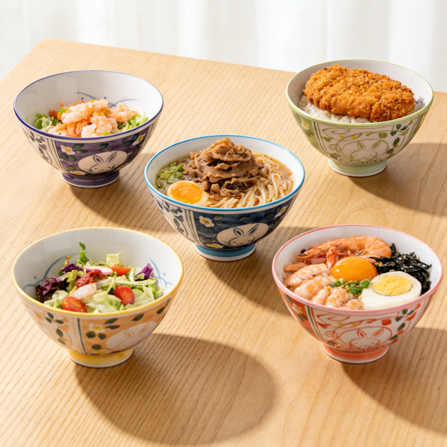 MinoYaki美浓烧花月兔可爱餐具饭碗家用2026新款高颜值碗具釉下彩