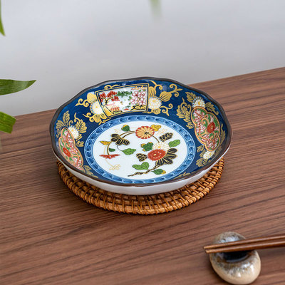 有田烧古伊万里小盘子浅盘进口日式家用装菜盘单盘高级感轻奢餐具