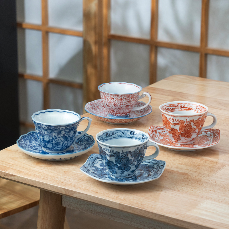 美浓烧日本进口陶瓷日式创意咖啡杯碟套装精致釉下彩下午茶茶具