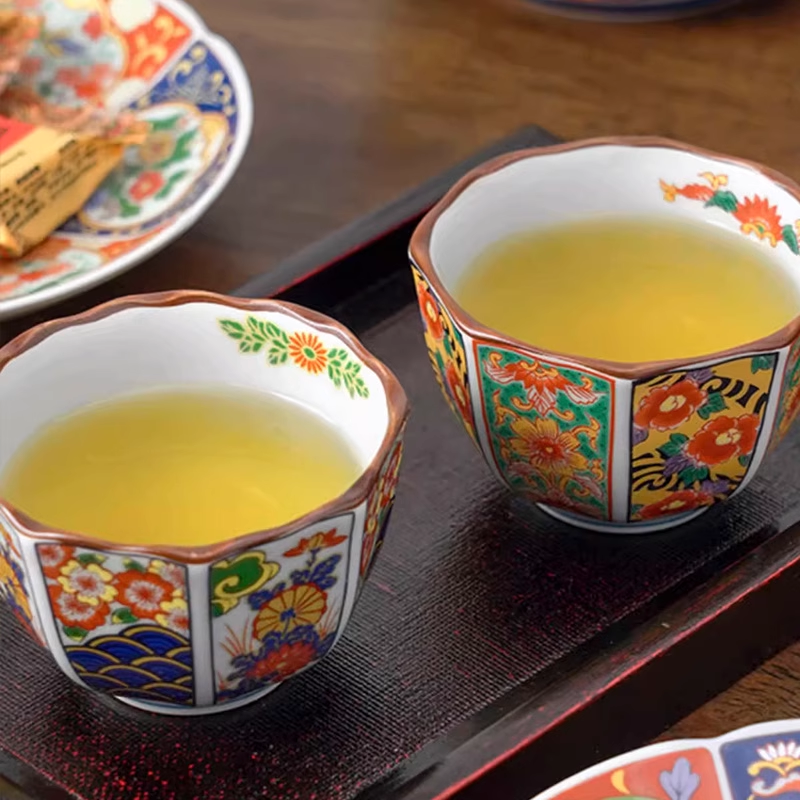 MinoYaki 日本有田烧茶杯1对礼盒装高颜值轻奢古伊万里主人杯