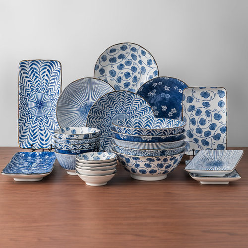 美浓烧日式釉下彩送礼餐具套装