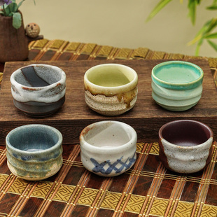 进口釉下彩茶杯中古手工复古侘寂风陶瓷主人杯子茶具 美浓烧日式