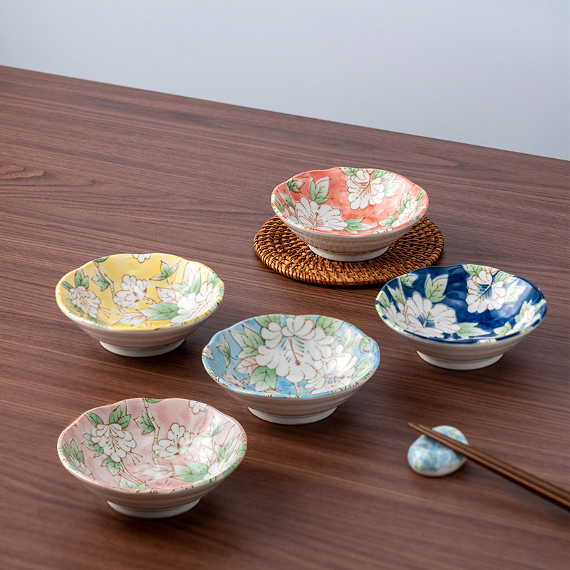 MinoYaki美浓烧木槿花味碟釉下彩轻奢高级感蘸料碟进口陶瓷餐