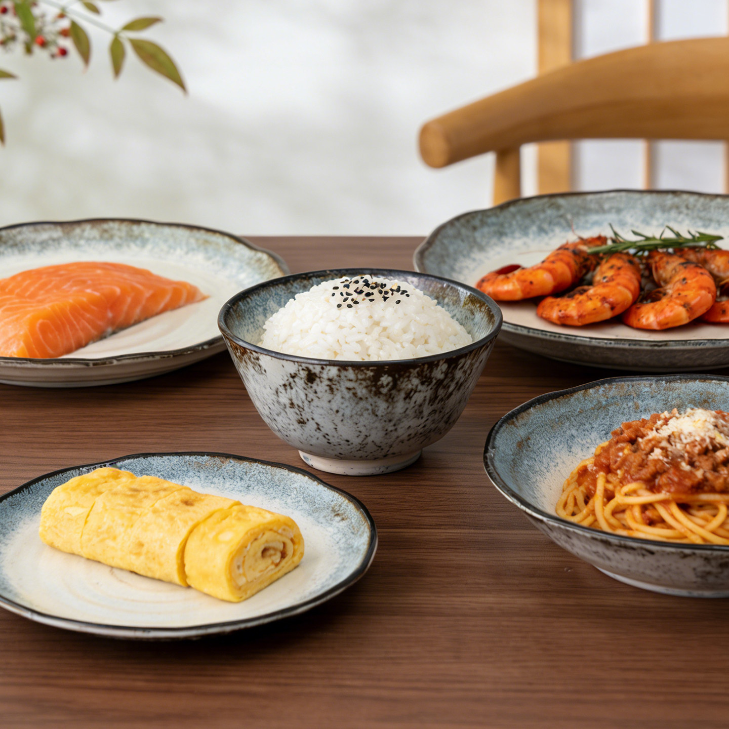 美浓烧月晕青白6.5英寸平盘盘子菜盘家用餐盘西餐盘釉下彩餐具