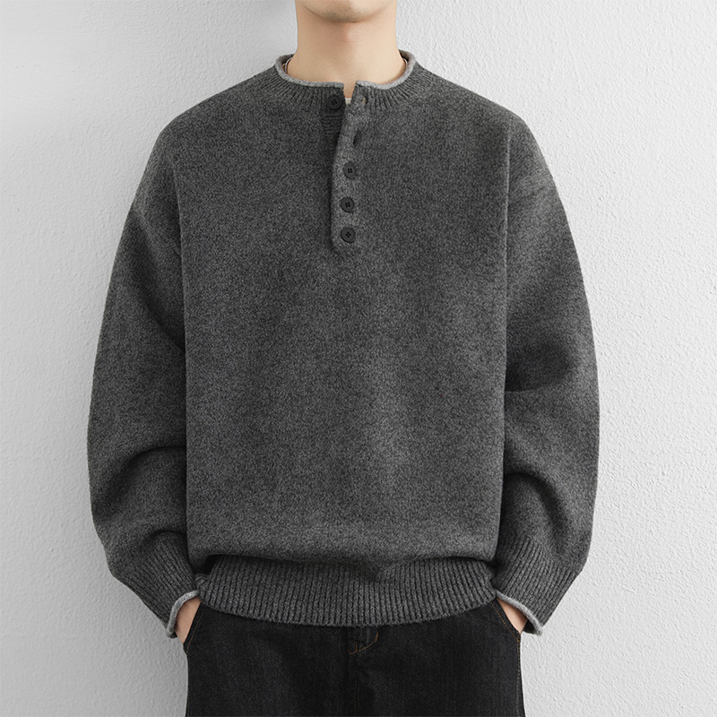 冬季圆领毛衣男士2025新款青年高级感品质针织打底衫帅气保暖上衣