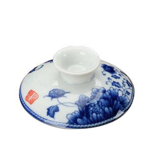 盖碗盖子白瓷描金盖碗单盖子青花瓷三才盖碗茶碗茶杯盖子陶瓷配盖