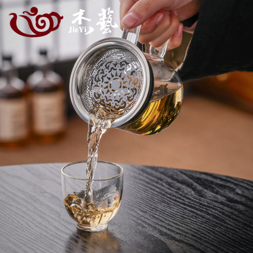 加厚耐高温玻璃茶壶茶带把手