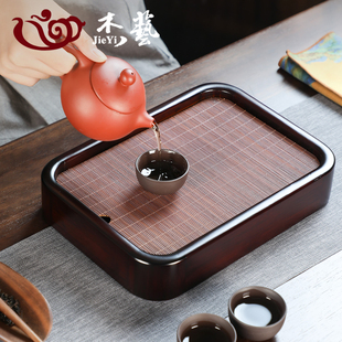 小型竹制茶托盘家用一人泡茶长方形简约新款储水沥水干泡茶台茶具
