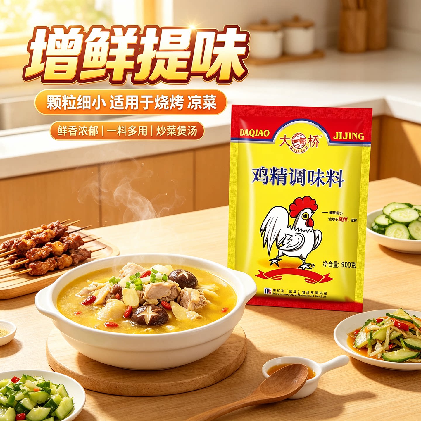 大桥烧烤专用鸡精900克大袋商用细颗粒餐饮大包装凉菜烧烤调味料图片