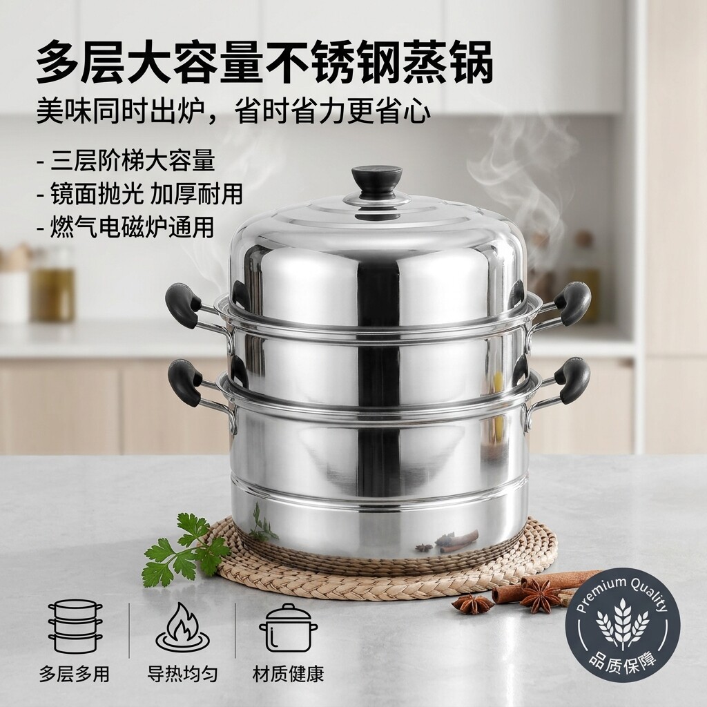 加厚不锈钢汤锅小蒸锅煲汤锅具家用煮粥不粘锅奶锅燃气电磁炉通用