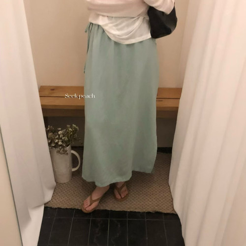 东大门高品质天丝亚麻半身裙女设计感苎麻开叉中长裙百搭显瘦MUTE