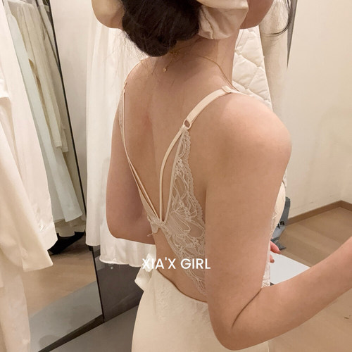 深V领带胸垫蕾丝吊带背心女小心机设计感春夏新款性感内搭美背ins