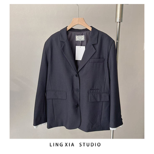 MMT正品现货高级灰西装外套女2025秋季新款宽松显瘦上衣S881751