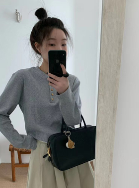 hemp短款蕾丝花边长袖T恤女甜美小衫eter春小个子内搭上衣DAU1307