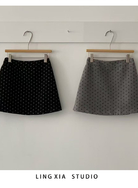 eter波点半身裙女韩版短裙超显腿长2025秋冬新款hemp百搭裙子显瘦