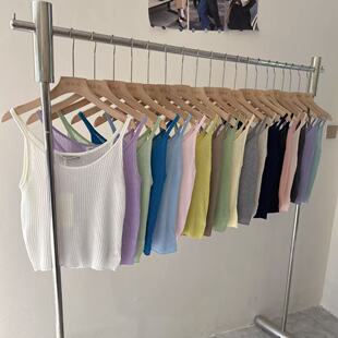 韩货东大门erume天丝亚麻吊带女多巴胺色系百搭简约可外穿背心夏