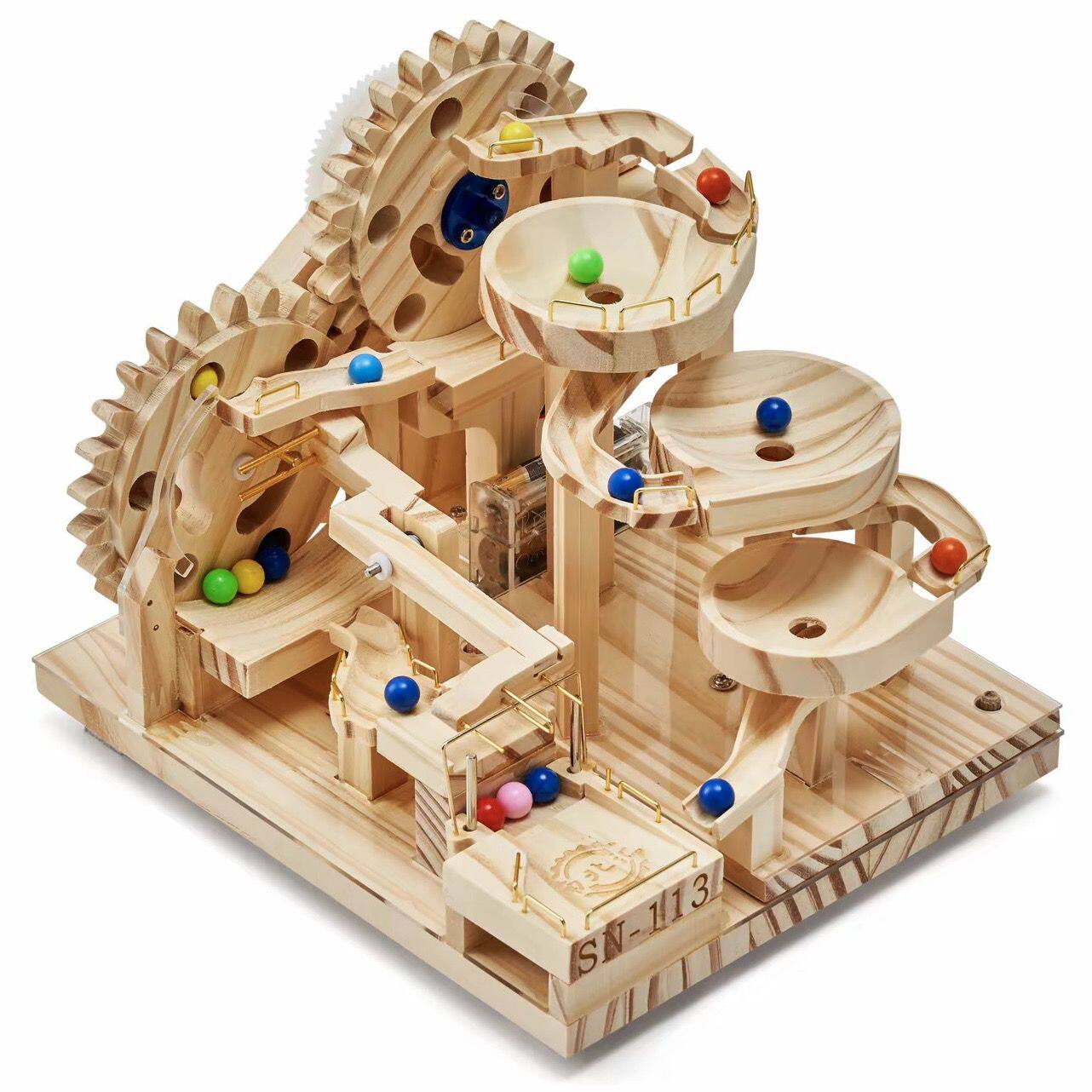 高难度实木滚珠轨道积木玩具摆件