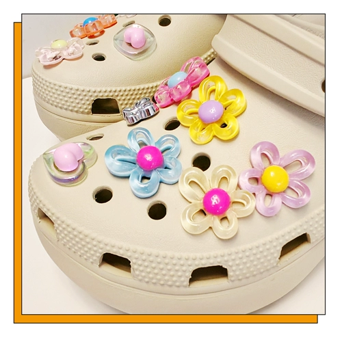 Crocs, тапочки в стиле Crocs, аксессуар, пряжка для обуви, милые кроксы с бабочкой, DIY, в цветочек