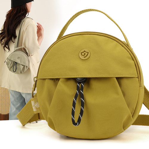 2025新款圆饼包女包斜挎包轻便尼龙多隔层女士手拎逛街小包帆布包