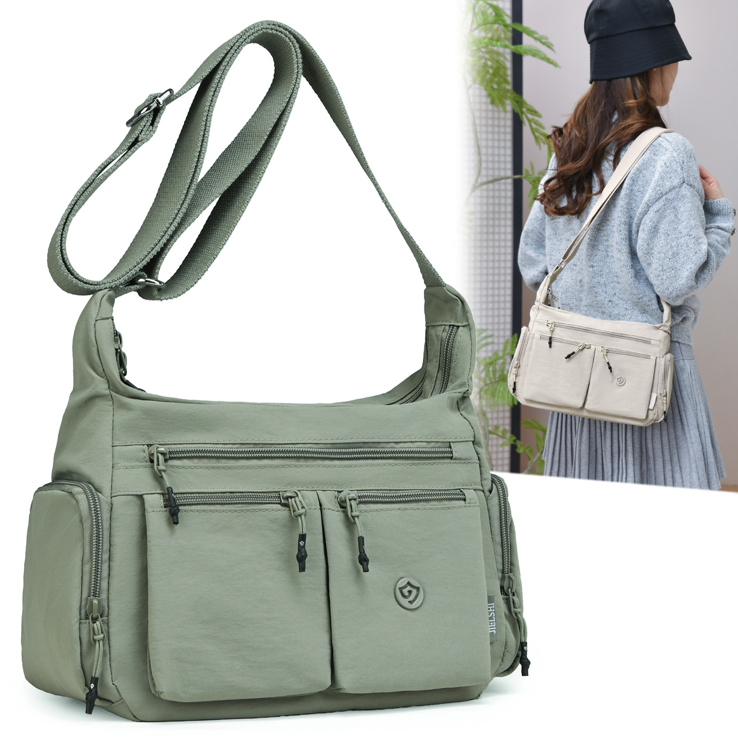 多层大容量斜挎包包女休闲简约牛津布妈妈包尼龙防泼水单肩女式包,箱包皮具/热销女包/男包,通用款女包,淘宝优惠券,粉丝福利购,淘宝优惠卷