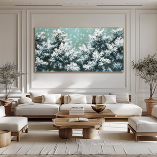 大芬村手绘油画雪山风景客厅装饰画横版办公室书房肌理感挂画壁画