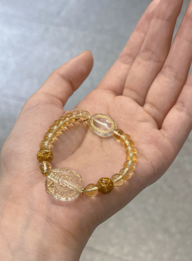 Ojala原创设计巴洛克风复古手串黄水晶新中式气质度假手链女礼物