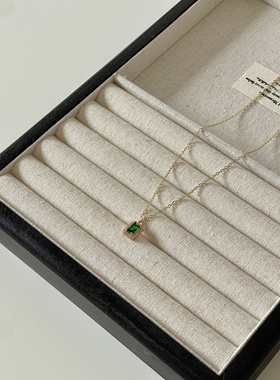 夏也Ojala祖母绿方糖吊坠项链气质新中式大气时尚锁骨链女