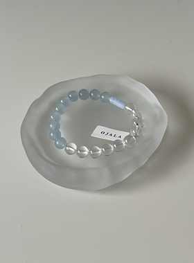 Ojala原创海蓝宝白水晶撞色手链新中式手串清新夏季国风饰品