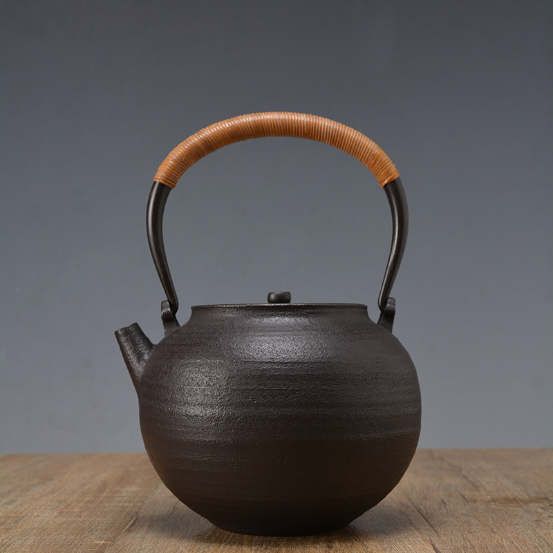 龟寿堂 筋柚炮口铁壶 日本南部铁器 纯手工铸铁茶壶 功夫茶具