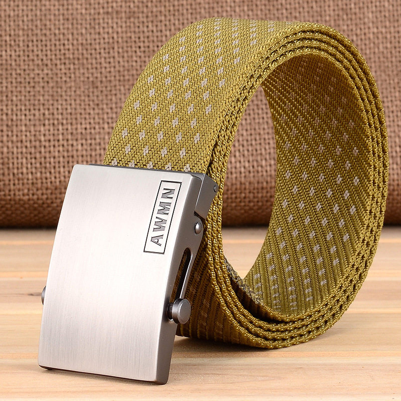 腰带男女自动扣帆布尼龙韩版休闲百搭光身简约牛仔裤带青年少年潮